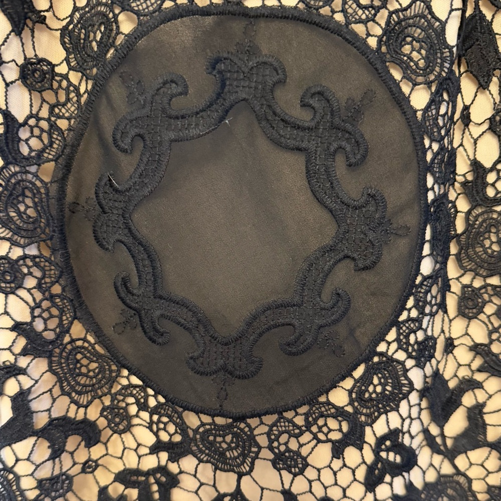 Intrigue Coutures Elegant Black and Cream Lace Slip Dress - Picture 5 of 6